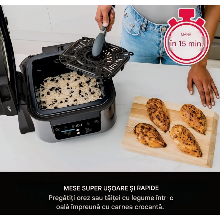 Ninja Speedi ON500EU multifunkciós főző, 12 program, 5,7 l, légkeveréses fritőz, lassú főző, grill, sütés, Speedi gyorséttermi funkció, 1760 W, fekete, szállítási idő 7-8 nap