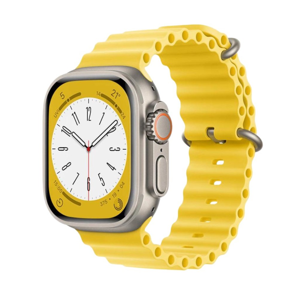 Okosóra szíj, THD, Oceanic Loop, Apple Watch Ultra2 49mm, Apple Watch 46mm Series 10, univerzális méret, sárga, szürke csat