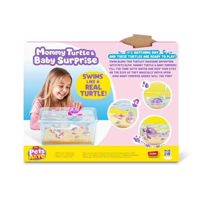 Interaktív teknős játék csibékkel, élő háziállatok, meglepetés mama teknős a ZURU-tól, robotika, fények és hangok