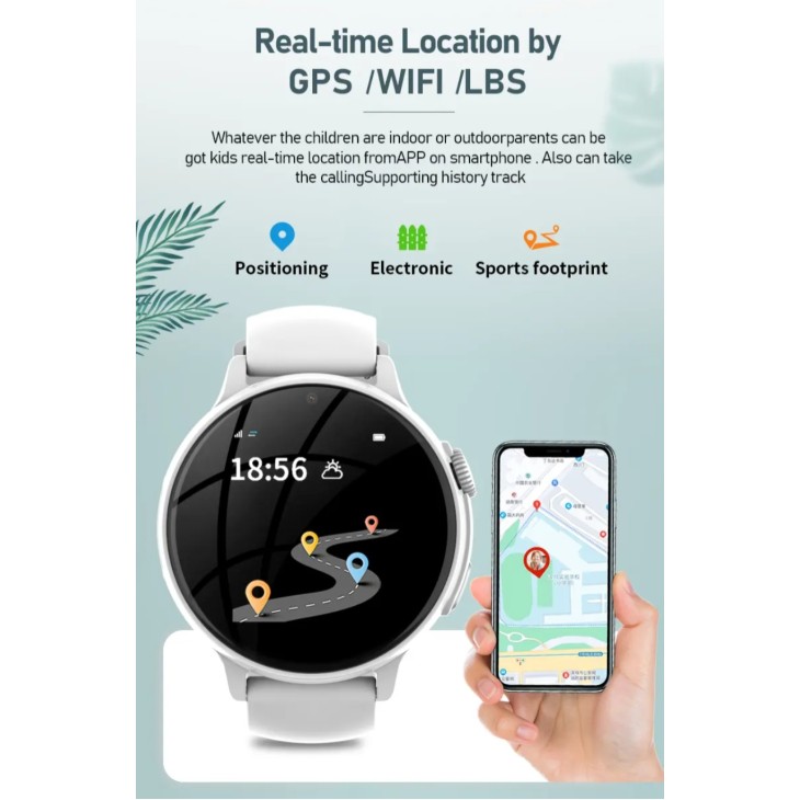 Gyerek okosóra, Valdus Y15, Nano SIM 4G, 1,44"-os kerek kijelző, telefon funkció, videohívás, GPS+LBS+WiFi, SOS gomb, 4 GB memória, IP67, rózsaszín