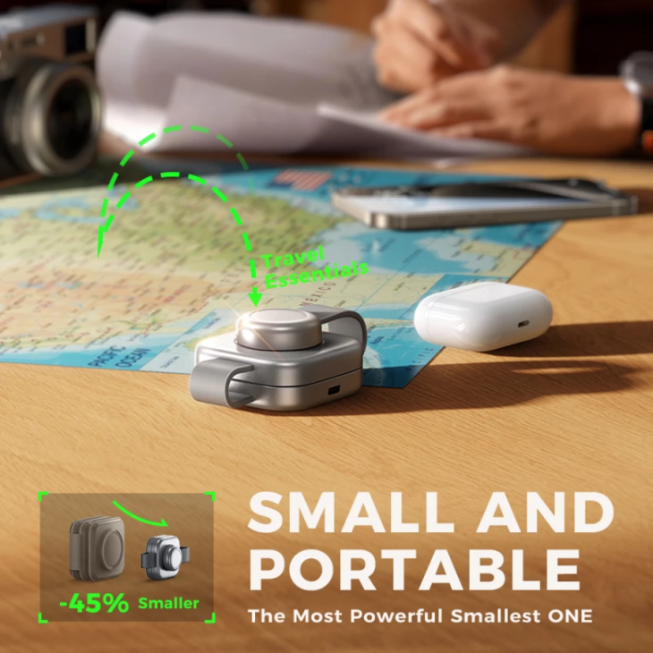 LISEN LS01+ 3 az 1-ben összecsukható vezeték nélküli töltő, 15 W, UFO fém kivitel, mágneses, telefonhoz, órához és fejhallgatóhoz, ideális utazáshoz