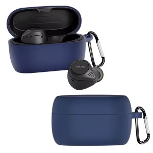 Védőtok Jabra Elite 75t vezeték nélküli sztereó fejhallgatóhoz, kék színű, akasztóval