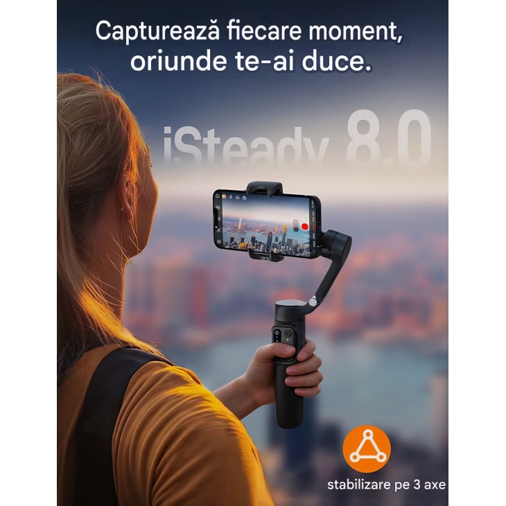 Hohem iSteady X3 SE Plus okostelefon gimbal stabilizátor, 3 tengelyes stabilizálás, levehető távirányító, kihúzható rúd, 11 órás akkumulátor-üzemidő, vlogoláshoz, 7-9 napos szállítás