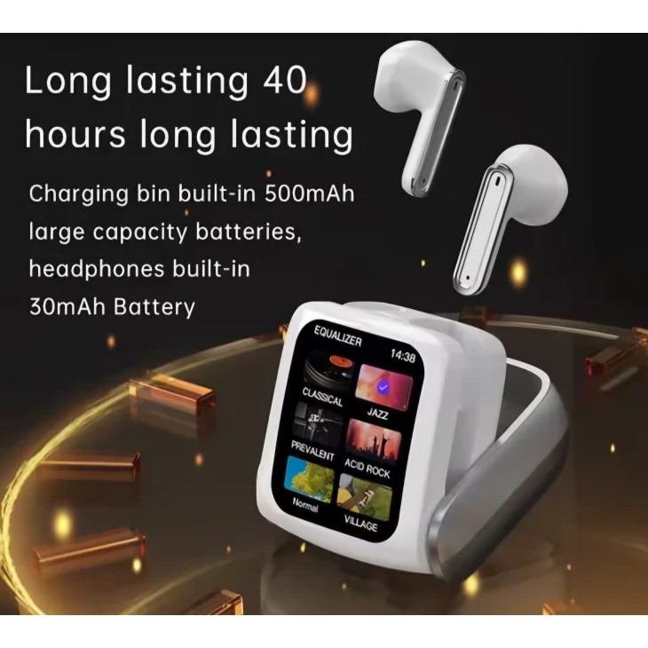 Vezeték nélküli fülbe helyezhető fejhallgató, Royaltenic T71, Bluetooth, színes kijelzős töltődoboz, fehér