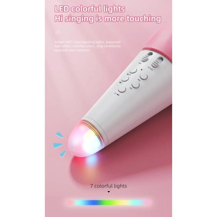 Gyermek karaoke mikrofon, Sinder S610, beépített hangszóró, aranyos macska modell, rózsaszín