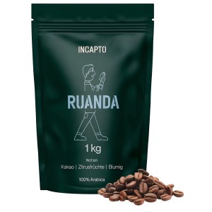 Incapto Specialty kávébab 1 kg, Single Origin Ruanda Rubavu Nyamyumba, 100% Arabica az eszpresszóhoz, SCA pontszám 86 pont, hagyományos pörkölés