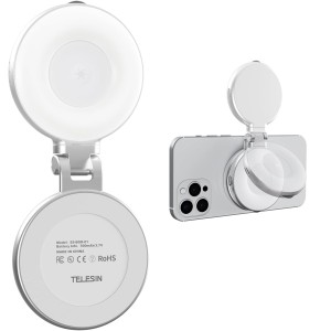 Kör alakú lámpa, TELESIN S5-BGD-01, mágneses rögzítésű, szelfikhez, videóhoz, Zoomhoz, kompatibilis iPhone, Samsung, Huawei és Google Pixel készülékekkel