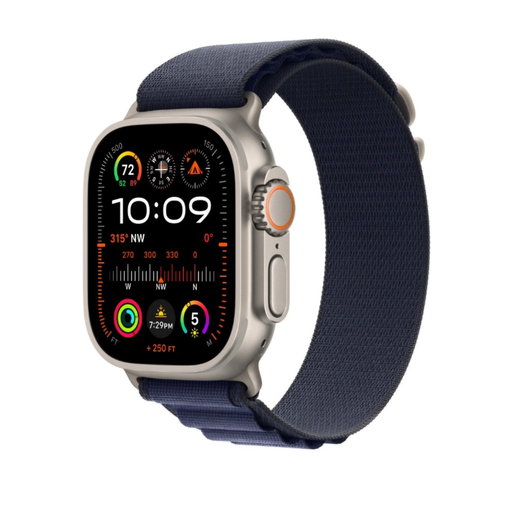 Okosóra szíj, THD, Alpine Loop, Apple Watch Ultra2 49mm, Apple Watch 46mm Series 10, univerzális méret, szürke csat, sötétkék