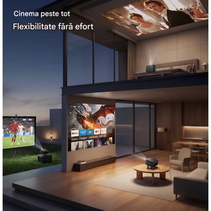 TOPTRO TP3 okos videoprojektor, Full HD 1080p, 4K támogatás, Google TV, hivatalos alkalmazások, autofókusz, trapézkorrekció, Wi-Fi, Bluetooth, forgó állvány, szállítás 7-9 nap