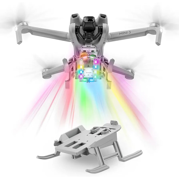 STARTRC márkájú futómű, LED lámpával 4 színben, kompatibilis a DJI Mini 3 drónnal, összecsukható