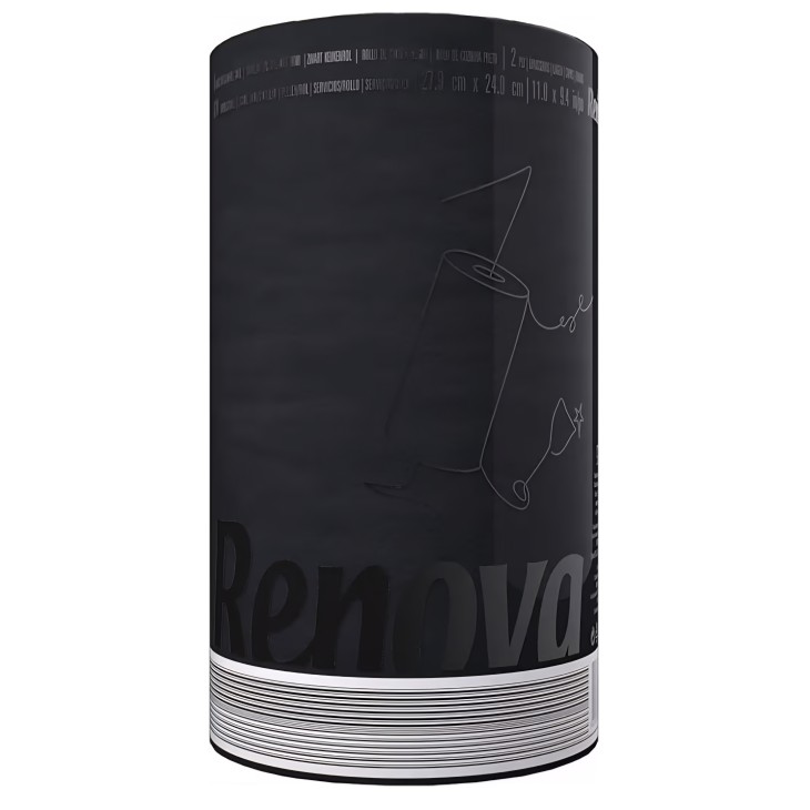 3 darabos prémium konyhai papírtörlő készlet, Renova konyhai papírtörlő fekete, háromrétegű, 3 rétegű, fekete színű, magas nedvszívó képességű