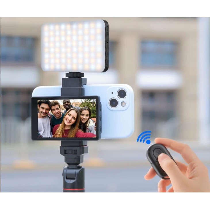 Mini monitor szelfihez és vlogozáshoz, King Ma, mágneses telefontartozék, kompatibilis iPhone, Samsung, Huawei, 1080-as felbontás, 3,5 hüvelykes, bluetooth távirányító