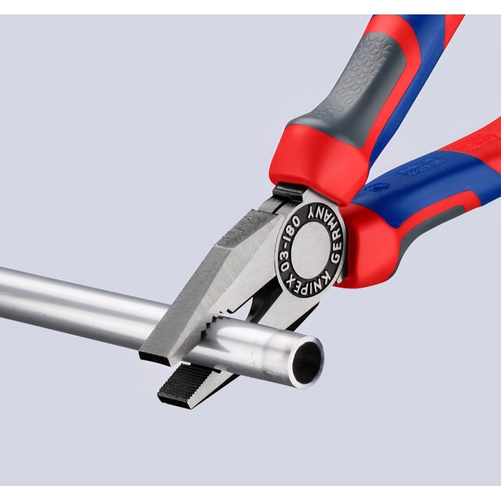 KNIPEX 03 02 180 SB kombinált fogó, 180 mm, professzionális 3 az 1-ben szerszám kábelek megfogásához, vágásához és hajlításához