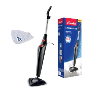 Gőztisztító, VILEDA Steam Plus, 3 üzemmód, fűtési idő 15 mp, űrtartalom 0,4L, Fekete
