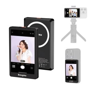 Mágneses monitor, KingMa VL-PH02 MAX, szelfikhez és vlogoláshoz, 3,97"-os képernyő, iPhone, Samsung, Huawei kompatibilis, 4K 30fps felbontás, fekete