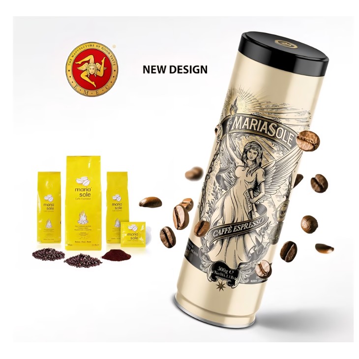 Mariasole Caffè Espresso kávébab 1 kg, hagyományos fatüzelésű pörkölés Szicíliában, prémium, eszpresszóhoz, automata kávéfőzőkkel és portafilterekkel kompatibilis