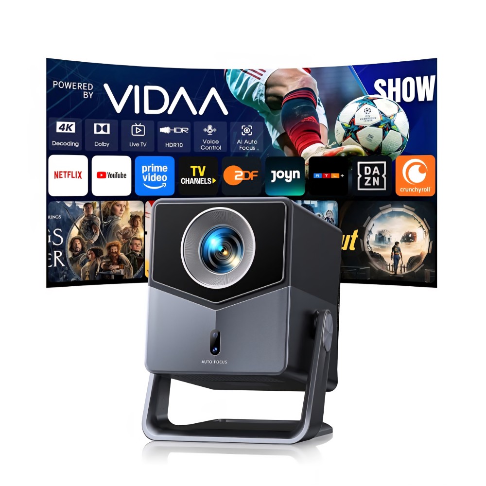 TOPTRO TP4 okos videoprojektor, 4K, Full HD 1080p, 1400 ANSI lumen, VIDAA operációs rendszer, Netflix, Dolby Audio, autofókusz, automatikus Keystone, Wi-Fi 6, Bluetooth 5.4, 200°-os forgatás, szállítás 7-9 nap