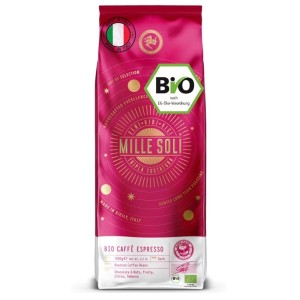 MilleSoli Bio Espresso kávébabok 1 kg, 100% bio Arabica és Robusta, hagyományos háromszoros pörköléssel Szicíliában, prémium