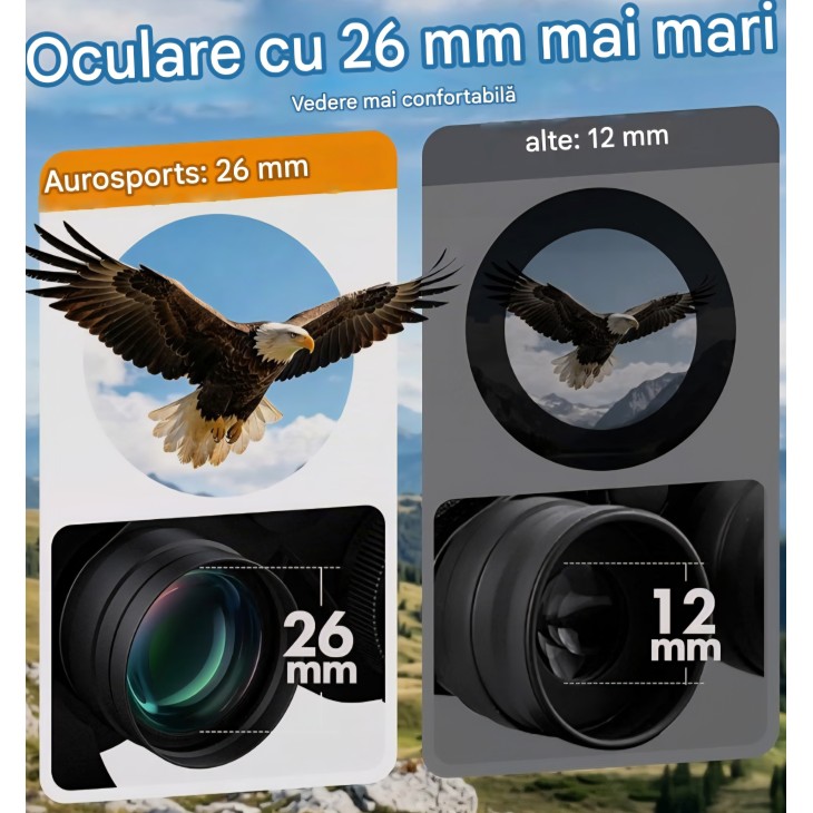 Professzionális távcső, Aurosports 20x70 HD, FMC lencsékkel, 70 mm-es objektívvel, továbbfejlesztett gyenge fényviszonyok melletti teljesítménnyel, madármegfigyeléshez, túrázáshoz és vadászathoz, szállítás 7-9 nap