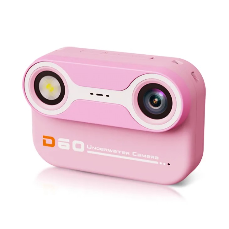 Víz alatti kamera gyerekeknek, THD Pixels D60, 18 megapixel, FullHD 1080p, szelfi kamera, maximális mélység 3 méter, rózsaszín