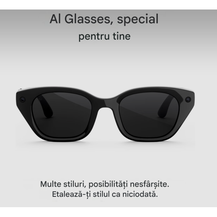 AI okosszemüveg, Meta Capri, 12 MP-es ultraszéles látószögű kamera, 3K videofelvétel, 6 mikrofon, Transitions fotokromatikus lencsék, Bluetooth 5.4, Wi-Fi 6, fekete/szürke