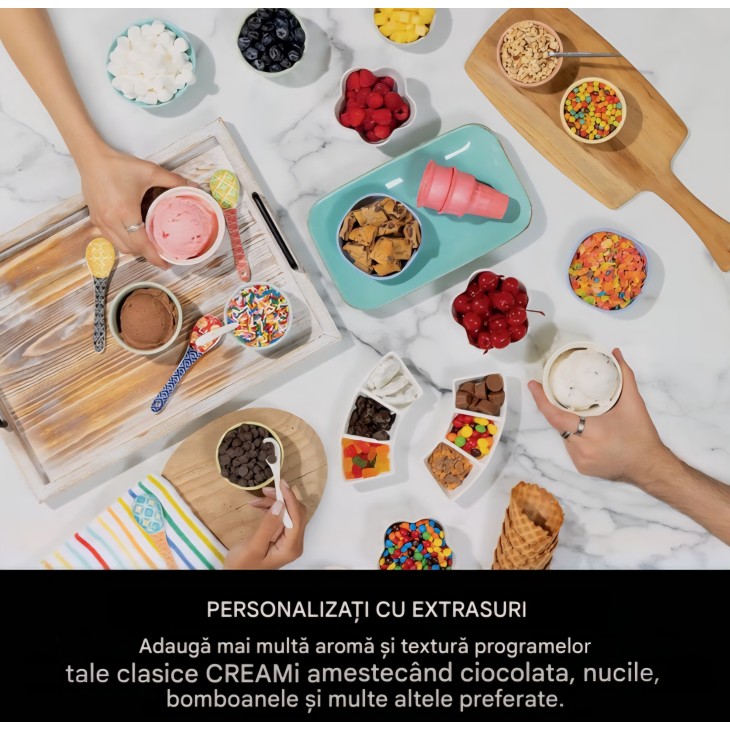 Ninja CREAMi Scoop & Swirl NC701EU fagylaltkészítő, 2 tartállyal, 13 funkcióval, fagylalthoz, lágyfagylalthoz, gelatohoz, sorbethez, turmixhoz és egyebekhez, keverési funkcióval, platina ezüst, szállítási idő 7-8 nap