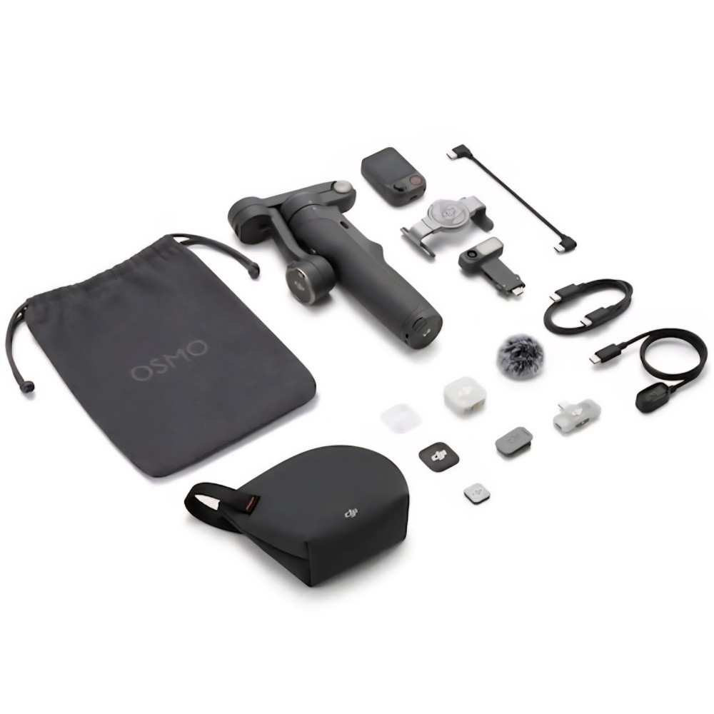 DJI Osmo Mobile 8P Creator Combo okostelefon gimbal, 3 tengelyes stabilizáció, ActiveTrack, teleszkópos hosszabbító, állvány tartozék, Creator Combo tartozékok