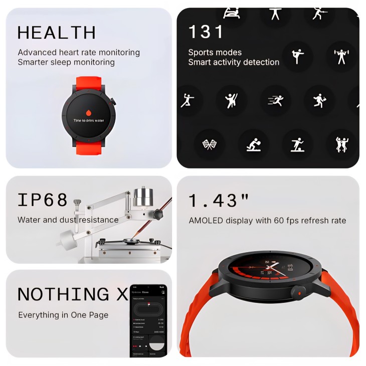 Okosóra, CMF Watch 3 Pro, 1,43"-os AMOLED kijelző, Bluetooth hívások mesterséges intelligenciával zajszűréssel, kettős GPS, pulzus- és alvásfigyelés, akár 13 napos akkumulátor-üzemidő, piros