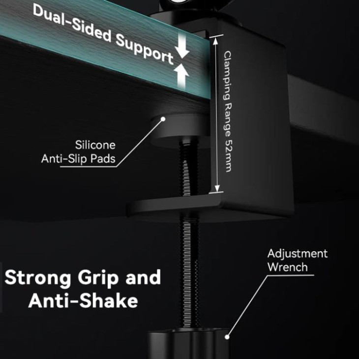 Mágneses asztali állvány filmezéshez és vlogoláshoz, TELESIN P3-DS-02, szorítós rögzítés, kompatibilis iPhone 16,15, 14, Samsung S25, Huawei, Honor készülékekkel