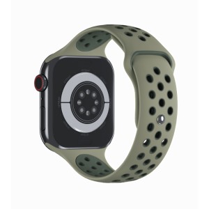 Olíva színű sportszíj zöld nyílásokkal az Apple Watch Nike 42/44/45/46 mm-hez, M/L méret, 1,2,3,4,5,6,7,8,9,10 sorozat