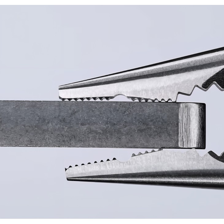 Kombinált fogó, hegyes végű, KNIPEX 08 21 145, 145 mm, fekete fosforizált felület, műanyag bevonatú nyél, precíziós munkához