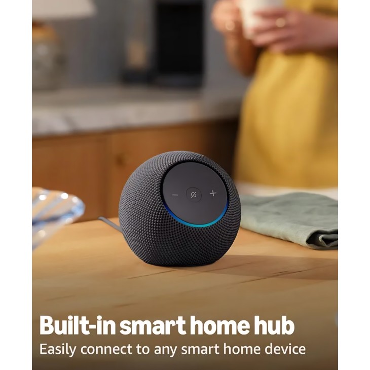 Okoshangszóró, Amazon Echo Dot Max 2026, Alexa asszisztens, integrált okosotthon-központ, erőteljes hangzás, grafit