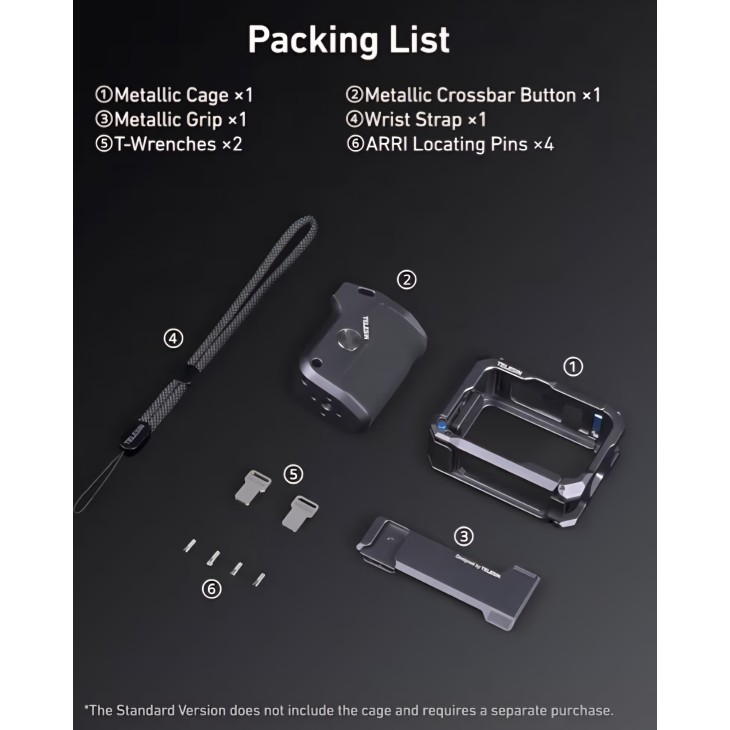 TELESIN Street Grip Kit GoPro 9–13 kamerákhoz, alumíniumötvözetből készült nyúlketreces ház, markolat, szállítás 7-8 nap
