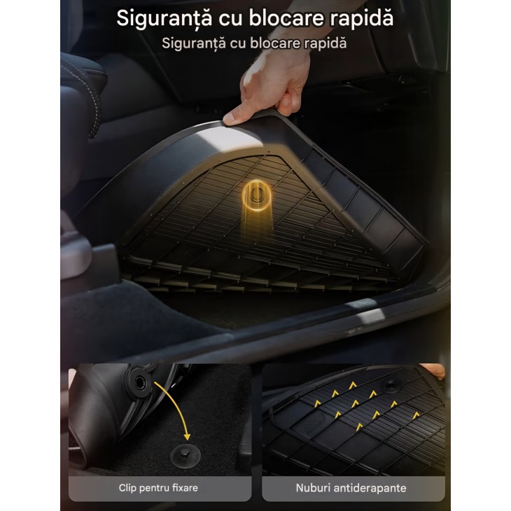 6 darabos prémium belső szőnyegkészlet, 3W Auto Life, Tesla Model 3 Highland 2024-2026, teljes védelem, fém pedálok, fokozott kopásállóság.