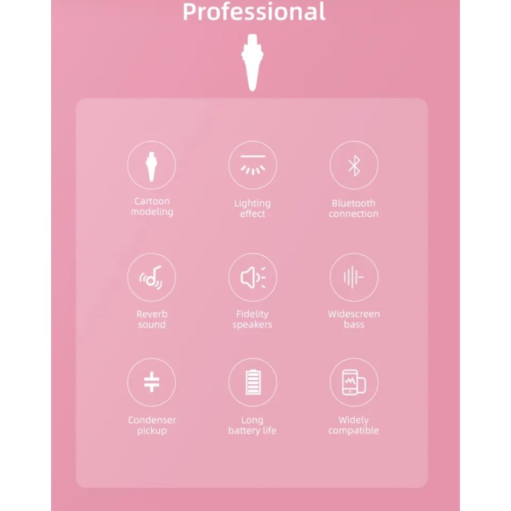 Gyermek karaoke mikrofon, Sinder S610, beépített hangszóró, aranyos macska modell, rózsaszín