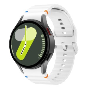 Szilikon szíj 20 mm, THD, kompatibilis Samsung Galaxy Watch 7, Galaxy Watch 6, fehér
