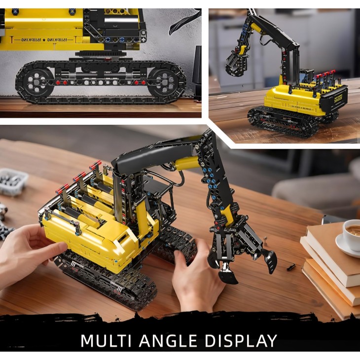 Hidraulikus famegfogóval ellátott kotrógép, Mould King 17077 Technik, statikus modell 14 éves kortól gyermekeknek és felnőtteknek