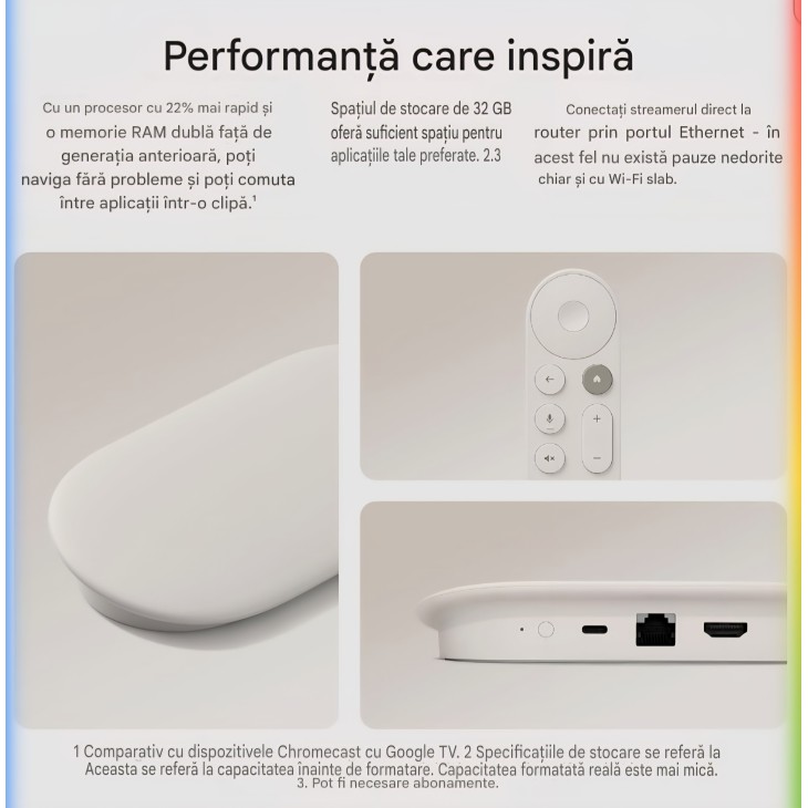 Google TV Streamer 4K médialejátszó, 32 GB, 4K HDR streaming, hangvezérléses távirányító, Google TV, porcelán, szállítás 10-12 nap