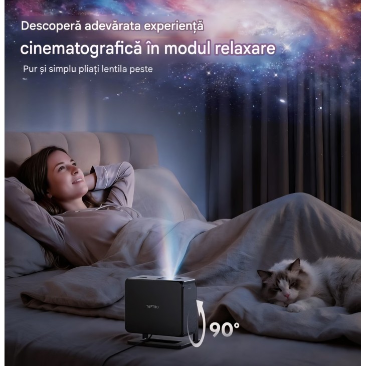 TOPTRO TP3 okos videoprojektor, Full HD 1080p, 4K támogatás, Google TV, hivatalos alkalmazások, autofókusz, trapézkorrekció, Wi-Fi, Bluetooth, forgó állvány, szállítás 7-9 nap