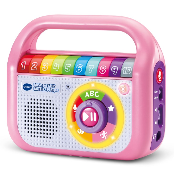 Zenelejátszó, VTech Baby Az első zenelejátszóm, 40 dal, Bluetooth, Felvételi funkció, 2-5 éves gyermekeknek, Rózsaszín