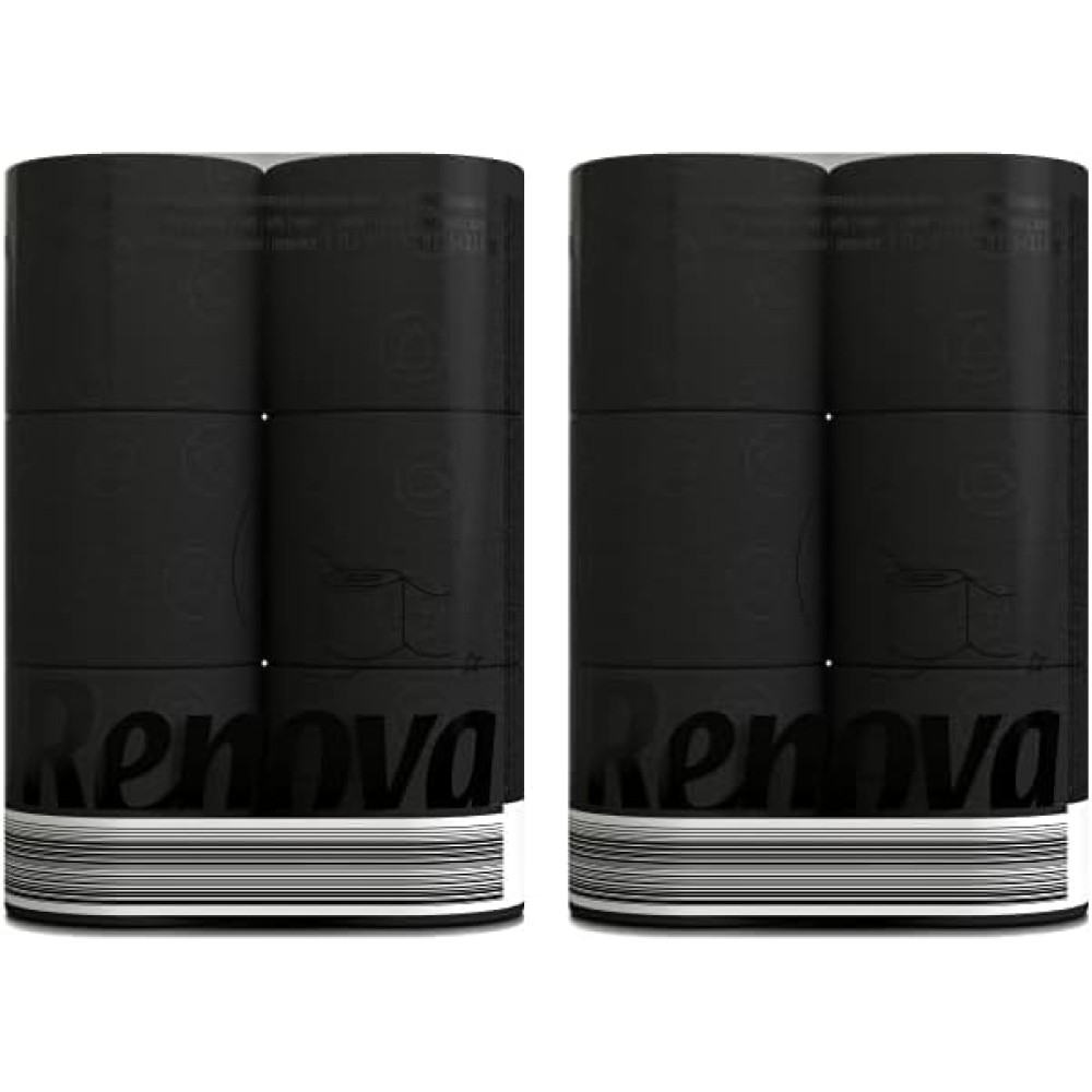 Renova Black Label WC-papír, 3 rétegű, extra puha, fekete színű, 6 tekercs x 2 csomag (12 tekercs)