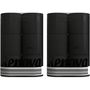 Renova Black Label WC-papír, 3 rétegű, extra puha, fekete színű, 6 tekercs x 2 csomag (12 tekercs)