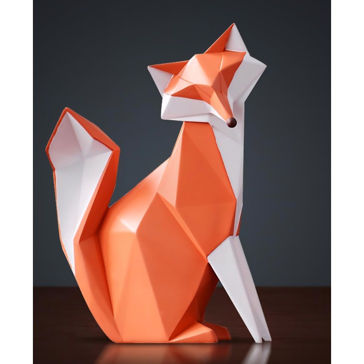 Modern dekoratív kisplasztika, HAUCOZE, Sienna Fox, otthonra vagy irodába, 20 cm