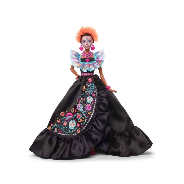 Barbie Dia de Muertos baba, gyűjtői kiadás, HRM72 modell – egyedi részletek, hagyományos mexikói dizájn