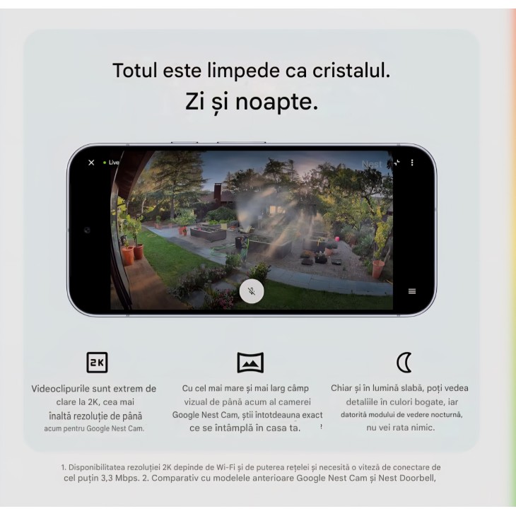 Google Nest Cam Outdoor Gen. 2 megfigyelőkamera, 2K videó, kültéri használatra, Google Home kompatibilis, Snow, szállítás 10-12 nap