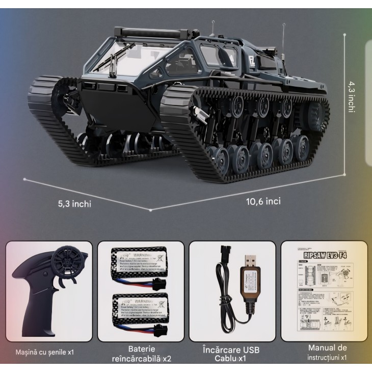 Katonai tank gyerekeknek, Mostop MT01, RC 1/16 nagy sebességű, 4GHz, terepjáró, 360°-os sodródás, 2 elemmel, távirányítóval