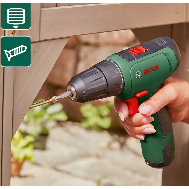 Fúró-csavarozó, Bosch Home & Garden EasyDrill 1200 12 V, 2.0 Ah akkumulátor, fúrókészlet, csavarhúzók, puha táska, zöld