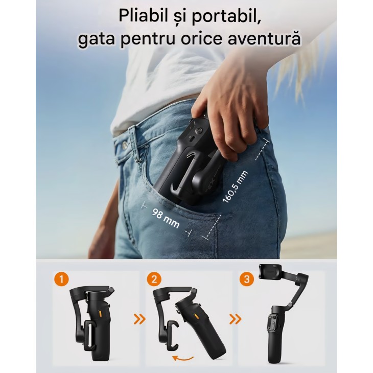 Hohem iSteady X3 SE Plus okostelefon gimbal stabilizátor, 3 tengelyes stabilizálás, levehető távirányító, kihúzható rúd, 11 órás akkumulátor-üzemidő, vlogoláshoz, 7-9 napos szállítás