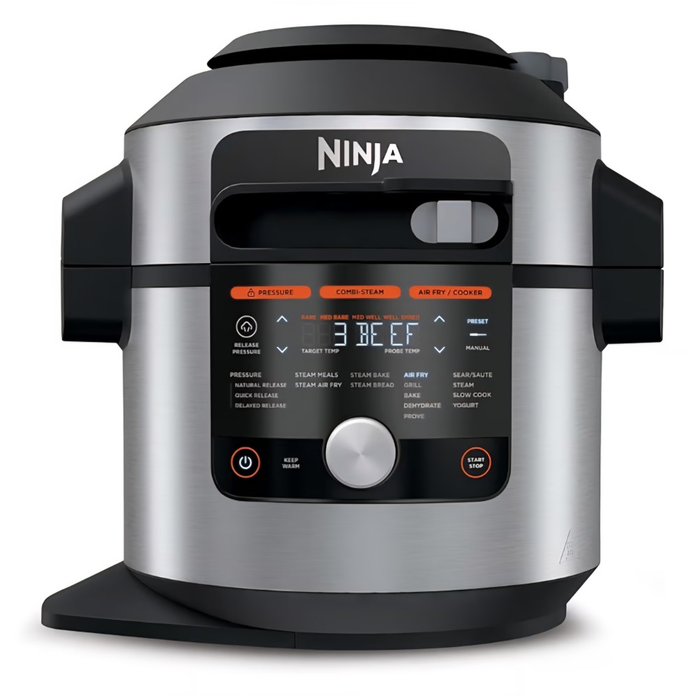Ninja Foodi MAX SmartLid OL750EU multifunkciós főző, 14 program, 7,5L, kukta, fritőz, grill, sütés, digitális hőmérő, intelligens főzőrendszer, 1760W, rozsdamentes acél, szállítási idő 7-8 nap