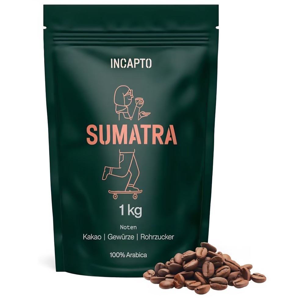 Incapto Specialty kávébabok 1 kg, Single Origin Sumatra Aceh Trenggiling, 100% Arabica eszpresszóhoz, 85 SCA pont, hagyományos pörkölés